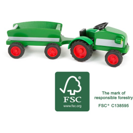  small foot Dřevěný traktor s vlečkou zelený [11006]