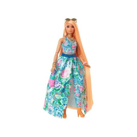 Mattel Barbie Extra Fancy panenka v modrých květinových šatech [HHN14]